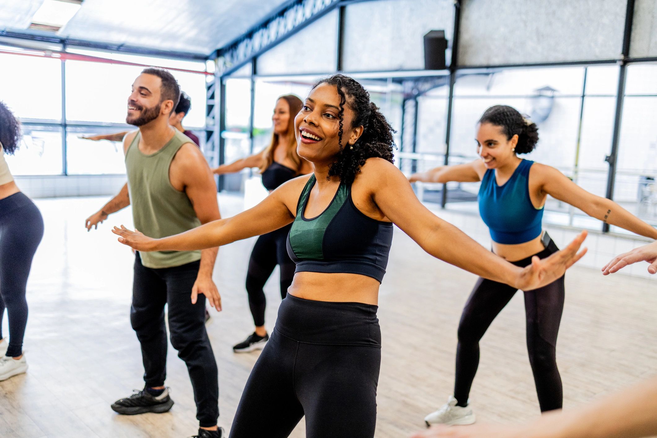 Adult dancer moving during a studio class